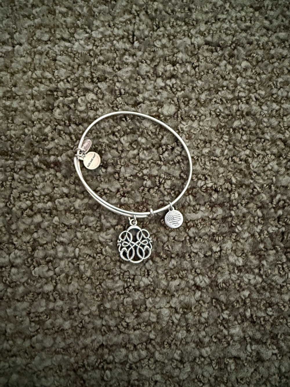 Alex and Ani Silver Filigree Charm Bangle Bracelet